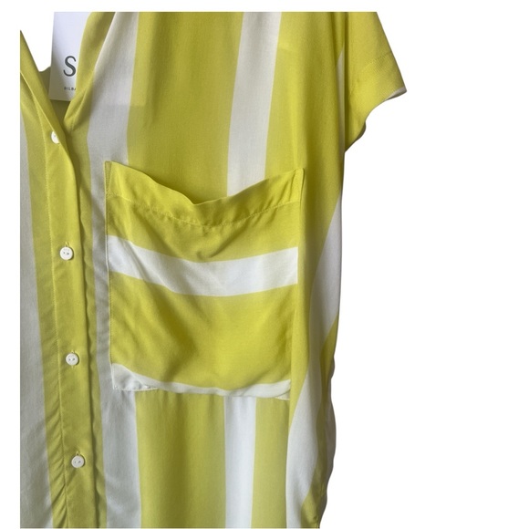 SKFK UMA Yellow White Stripe Viscose Button Up Shirt Medium Reg. $139 NWT - Picture 6 of 12